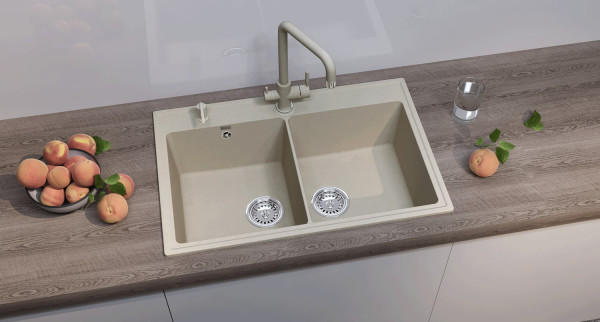 Кухонная мойка Ulgran Quartz Ruma 780-02, лен. Фото 3