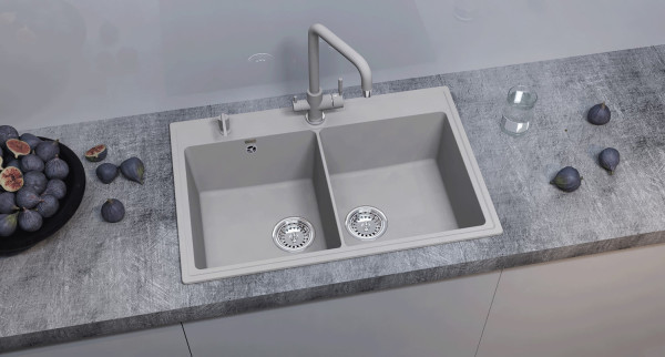 Кухонная мойка Ulgran Quartz Ruma 780-05, бетон. Фото 3