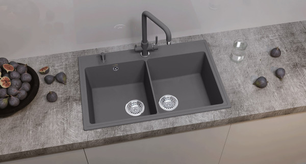 Кухонная мойка Ulgran Quartz Ruma 780-09, мокрый асфальт. Фото 3