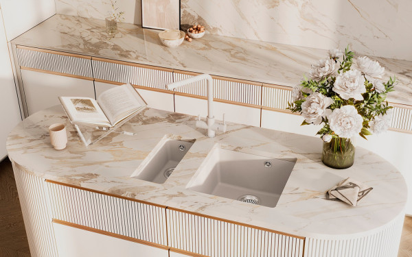 Кухонная мойка Ulgran Quartz Under 450-01, жасмин. Фото 3