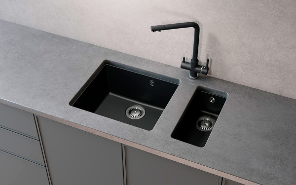 Кухонная мойка Ulgran Quartz Under 450-07, уголь. Фото 3