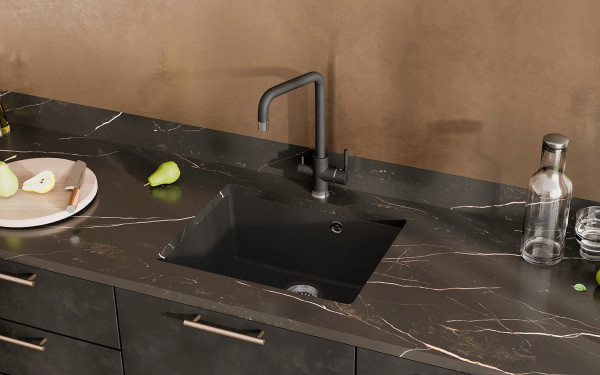 Кухонная мойка Ulgran Quartz Under 500-07, уголь. Фото 3