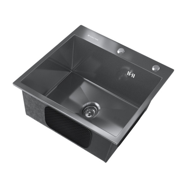 Кухонная мойка Ulgran  Steel 500x450, черная брашированная сталь. Фото 3