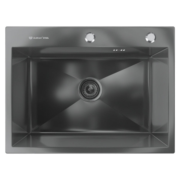 Кухонная мойка Ulgran Steel 600x450, черная брашированная сталь. Фото 1