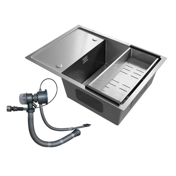 Кухонная мойка Ulgran Steel 680x500, брашированная сталь. Фото 3