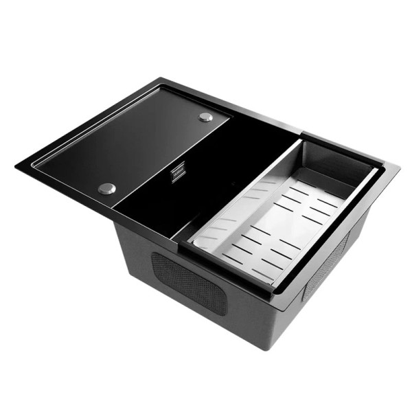 Кухонная мойка Ulgran Steel 680x500, вороненая сталь. Фото 1