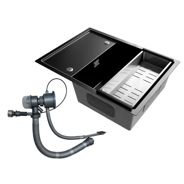 Кухонная мойка Ulgran Steel 680x500, вороненая сталь. Фото 3