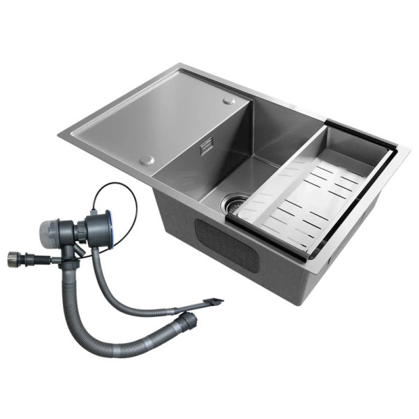 Кухонная мойка Ulgran Steel 780x500, брашированная сталь. Фото 3