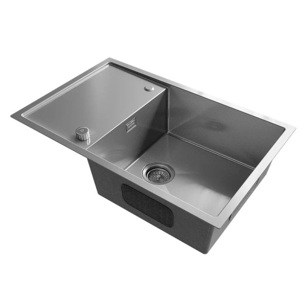 Кухонная мойка Ulgran Steel 780x500, брашированная сталь. Фото 4