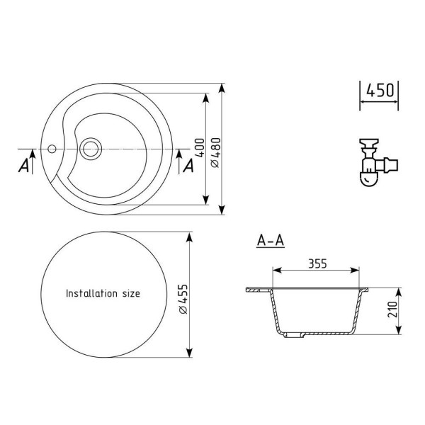 Кухонная мойка Ulgran U-102-343, антрацит. Фото 2