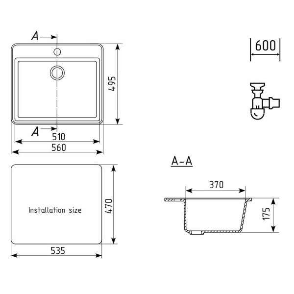 Кухонная мойка Ulgran U-104-309, темно-серый. Фото 2