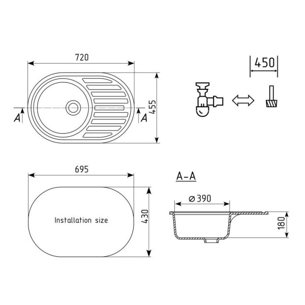 Кухонная мойка Ulgran U-107-345, шоколад. Фото 2