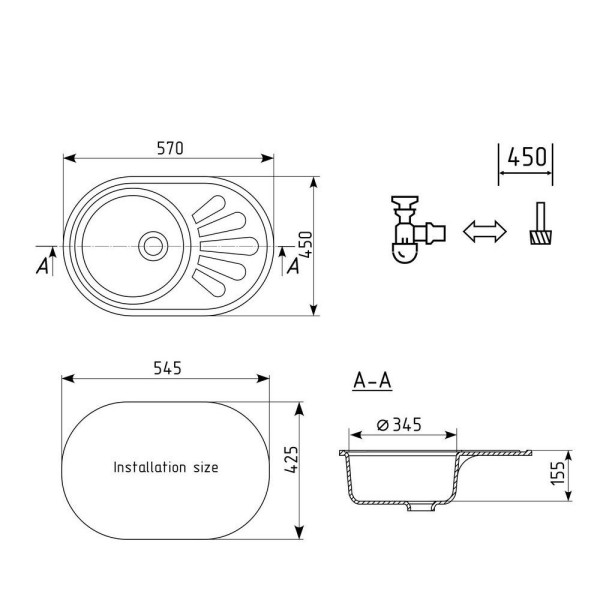 Кухонная мойка Ulgran U-107м-345, шоколад. Фото 2