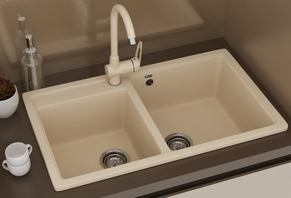 Кухонная мойка Ulgran U-200-328, бежевый. Фото 3