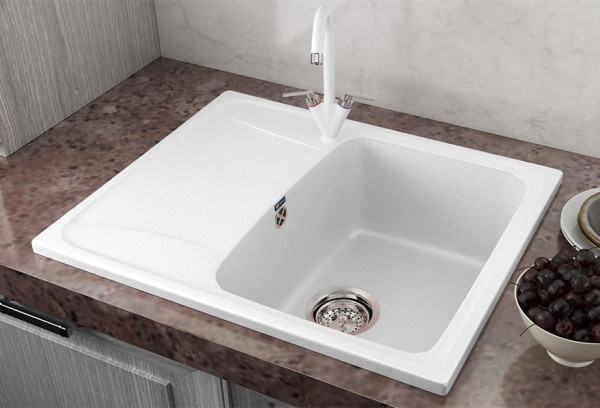 Кухонная мойка Ulgran U-201-341, ультра-белый. Фото 3