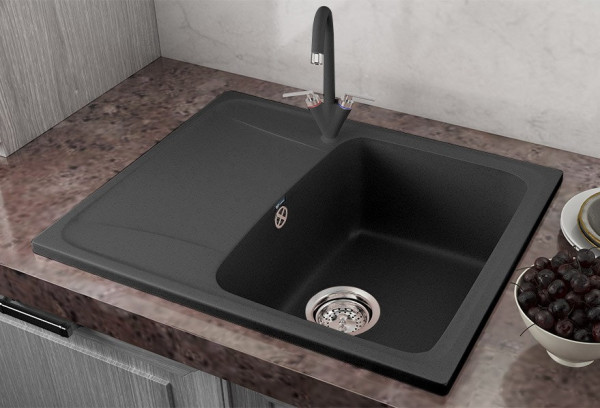 Кухонная мойка Ulgran U-201-344, ультра-черный. Фото 3