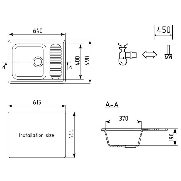 Кухонная мойка Ulgran U-202-343, антрацит. Фото 2