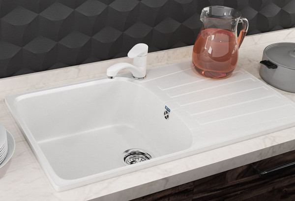 Кухонная мойка Ulgran U-203-341, ультра-белый. Фото 3