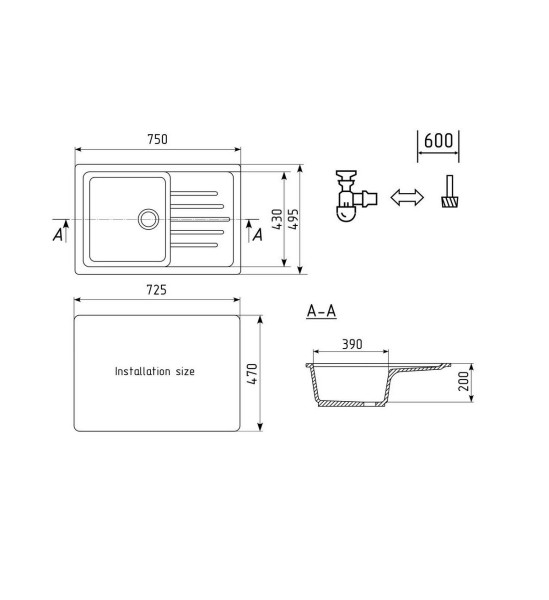 Кухонная мойка Ulgran U-400-331, белый. Фото 2