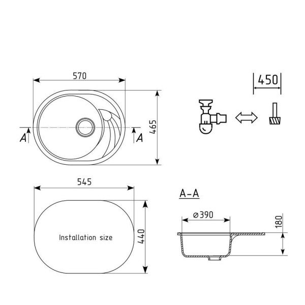 Кухонная мойка Ulgran U-403-343, антрацит. Фото 2