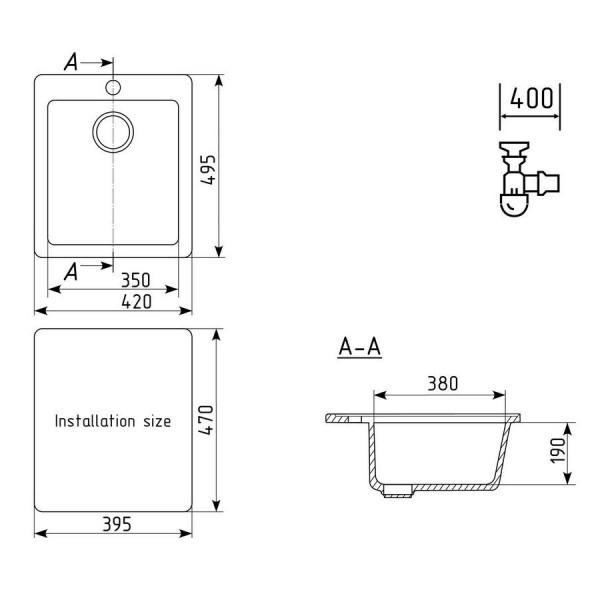 Кухонная мойка Ulgran U-404-309, темно-серый. Фото 2