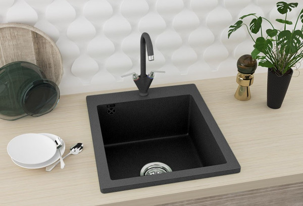 Кухонная мойка Ulgran U-404-344, ультра-черный. Фото 3