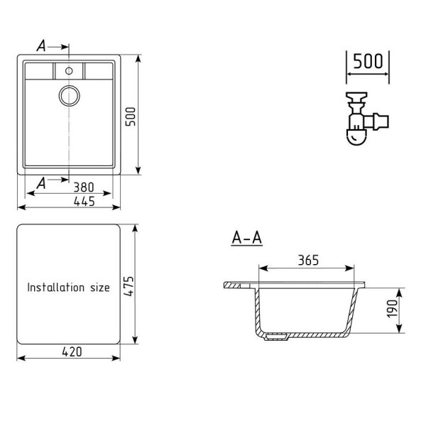 Кухонная мойка Ulgran U-406-344, ультра-черный. Фото 2