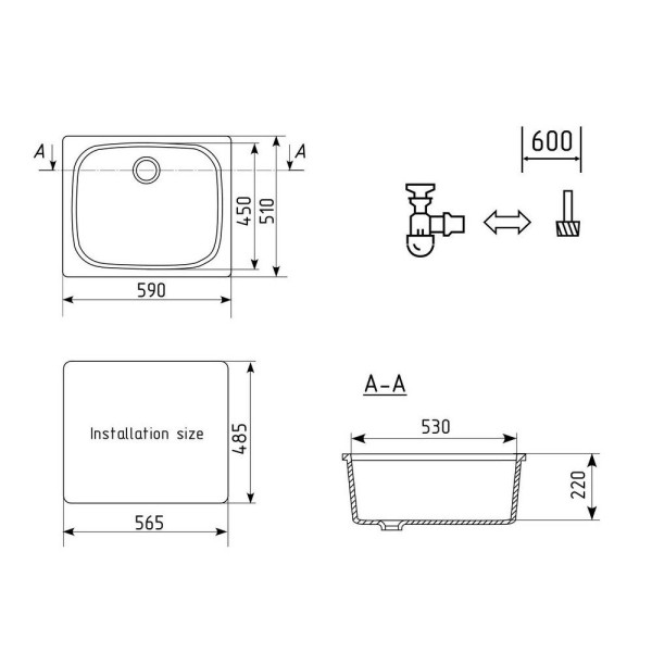 Кухонная мойка Ulgran U-408-309, темно-серый. Фото 2