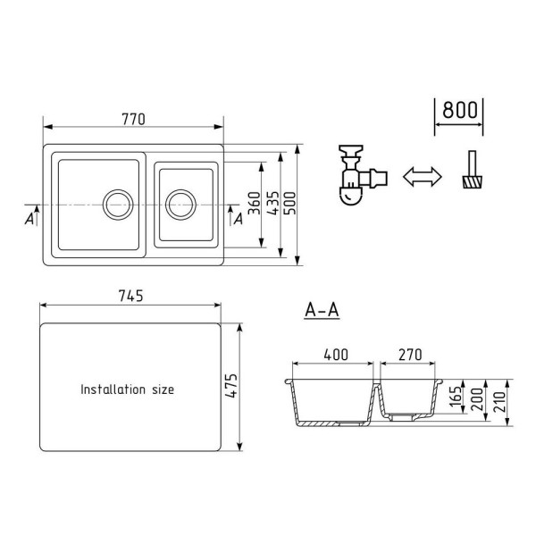 Кухонная мойка Ulgran U-505-302, песочный. Фото 2