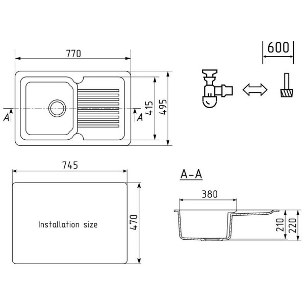 Кухонная мойка Ulgran U-506-341, ультра-белый. Фото 2