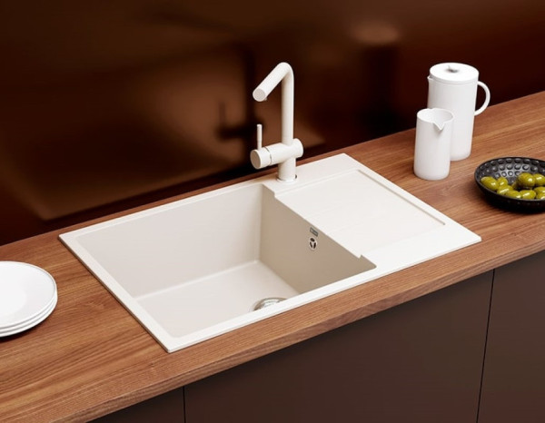 Кухонная мойка Ulgran U-602-341, ультра-белый. Фото 3