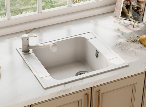 Кухонная мойка Ulgran U-604-341, ультра-белый. Фото 3