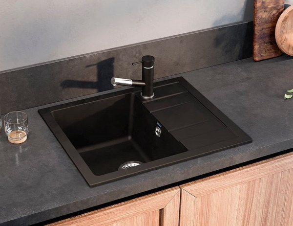 Кухонная мойка Ulgran U-607-344, ультра-черный. Фото 3