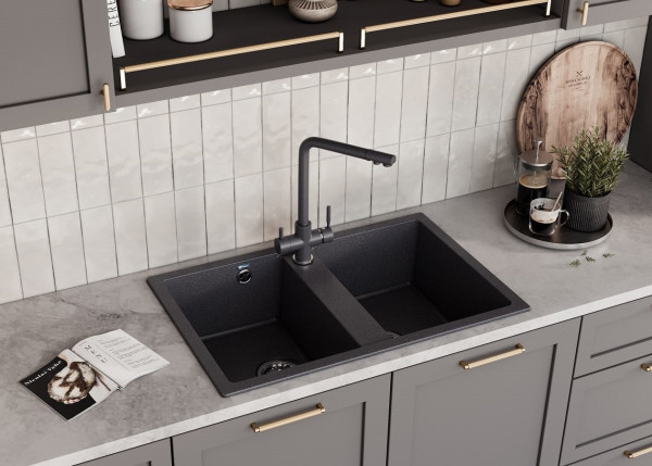 Кухонная мойка Ulgran U-608-308, черный. Фото 3