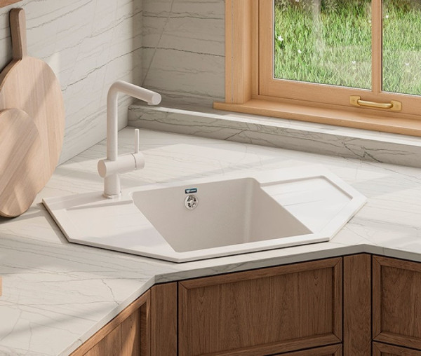 Кухонная мойка Ulgran U-609-331, белый. Фото 3