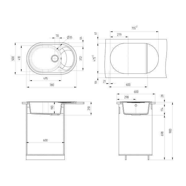 Кухонная мойка Ulgran U-610-307, терракот. Фото 2