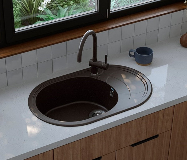 Кухонная мойка Ulgran U-610-345, шоколад. Фото 3