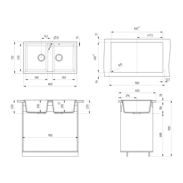 Кухонная мойка Ulgran U-708-342, графит. Фото 2
