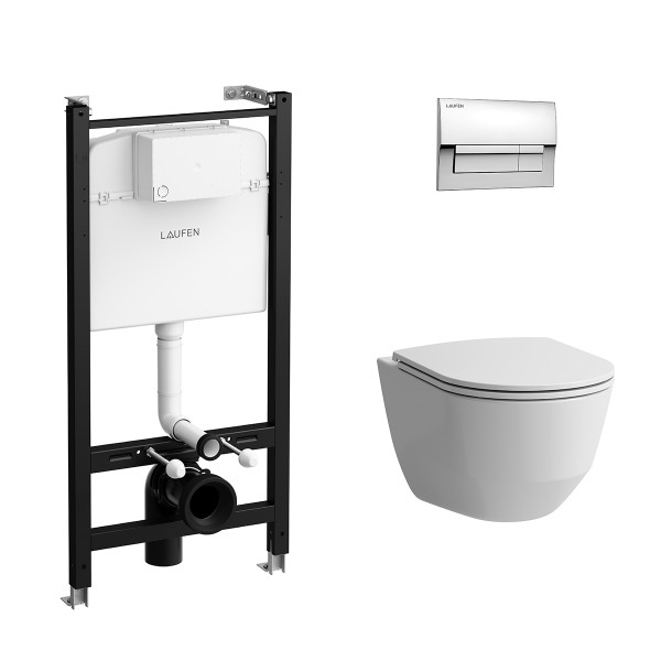 Laufen Z.RU93.0.761.5 PRO подвес унитаз+инстал+кнопка хр+сид. Фото 1