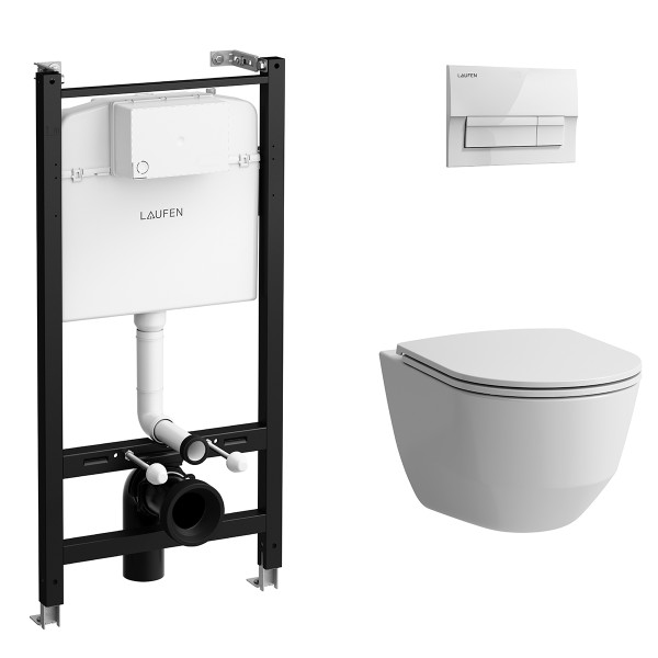 Laufen Z.RU93.0.761.6 PRO подвес унитаз+инстал+кнопка бел+сид. Фото 1