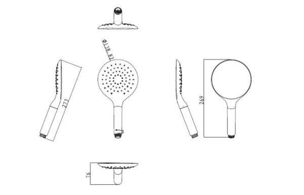 Лейка для душа Bravat SNOW P70144CP-RUS, хром. Фото 2