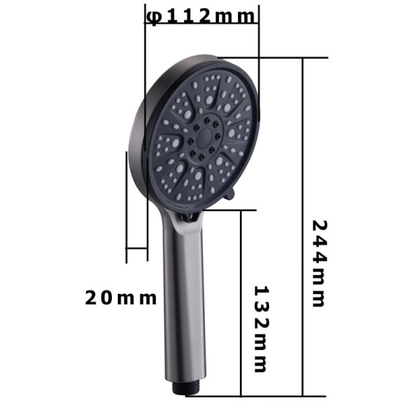 Лейка для душа FASHUN A019-17, графит/серый. Фото 2