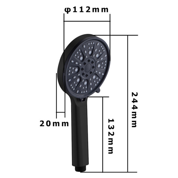 Лейка для душа FASHUN A019-7, чёрный. Фото 2