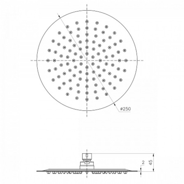 Лейка душевая Lemark LM9481BL верхняя, круглая, Ø250мм, нерж.cталь/черный. Фото 2