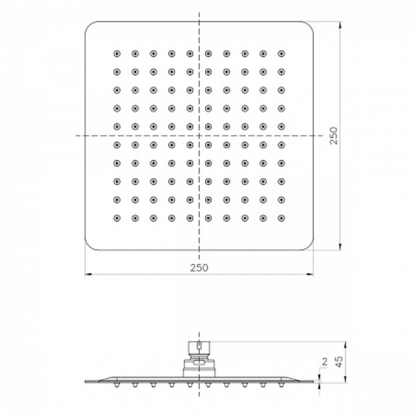 Лейка душевая Lemark LM9487BL верхняя, квадратная, 250х250мм, нерж.сталь/черный. Фото 2