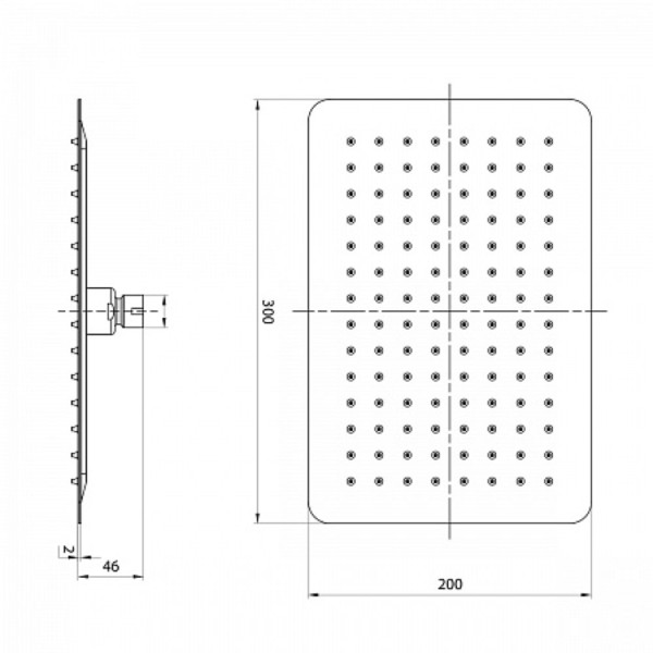 Лейка душевая Lemark LM9490GM верхняя, прямоугольная, 300х200мм, нерж.сталь/графит. Фото 2