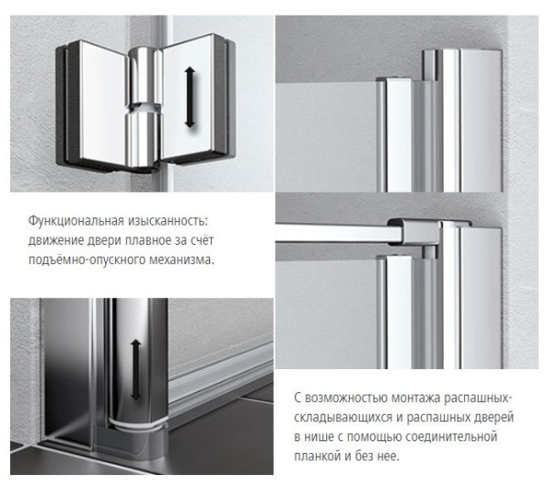 LI SNL 09020 3PK LIGA Распашная дверь с фиксир. панелью H=2000, L=900, профиль Schwarz Soft +стекло прозрачное ESG с KERMIclean (для комб. со стенкой). Фото 3