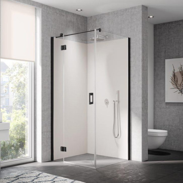 LI SNL 10020 3PK LIGA Распашная дверь с фиксир. панелью H=2000, L=1000, профиль Schwarz Soft +стекло прозрачное ESG с KERMIclean (для комб.со стенкой). Фото 1