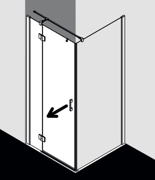 LI SNL 10020 3PK LIGA Распашная дверь с фиксир. панелью H=2000, L=1000, профиль Schwarz Soft +стекло прозрачное ESG с KERMIclean (для комб.со стенкой). Фото 2