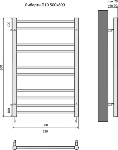 Либерти П10 500х800 Полотенцесушитель Aquatek. Фото 4